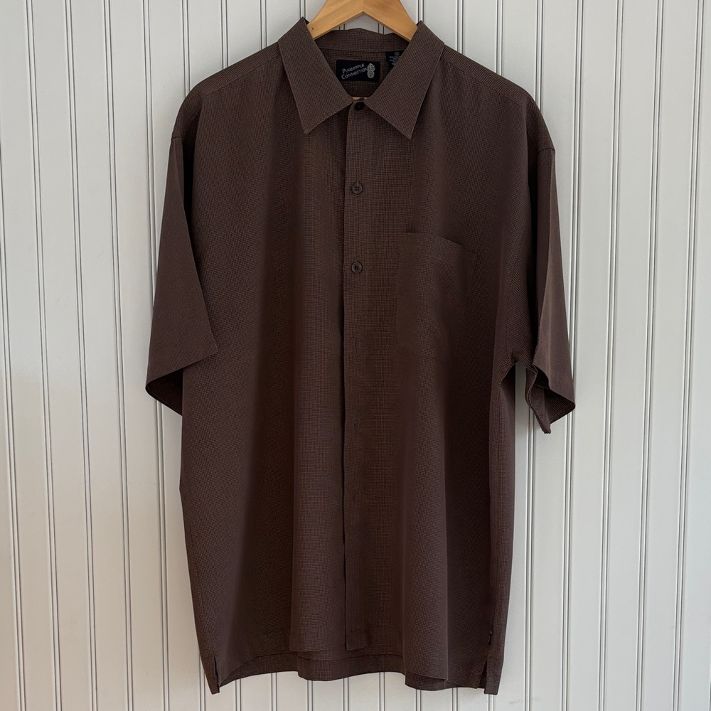 Classic Brown Checkered Short Sleeve Men's Shirt - XL
